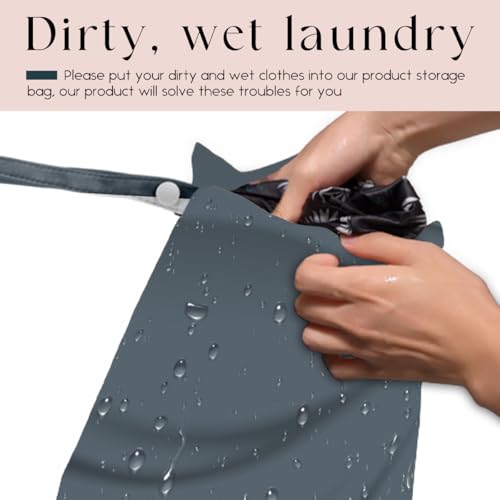 Waterproof Wet Bag for Swimsuit, Travel Beach Wet Dry Bag, Hidden Zipper Reusable Gray Wet Bags, for Travel Beach Wet Swimsuits Toiletries Diapers Dirty Gym Clothes Laundry Bag - color: Pure gray