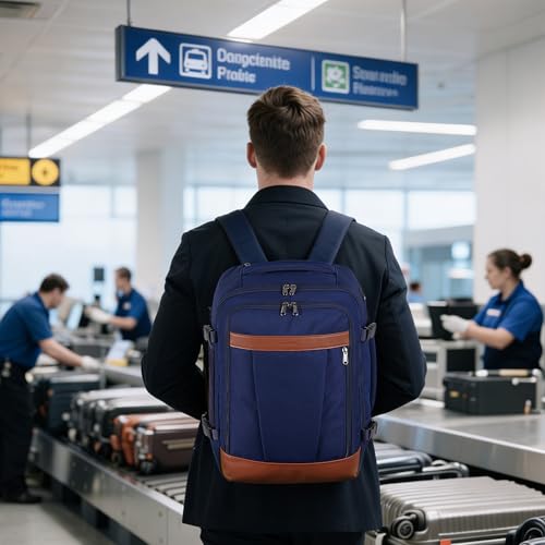 ECOHUB 19" Travel Backpack for Men Women 19x7.1x12.6 Spirit Airlines Personal Item Bag Backpack with Wet Compartment,Blue - color: Blue