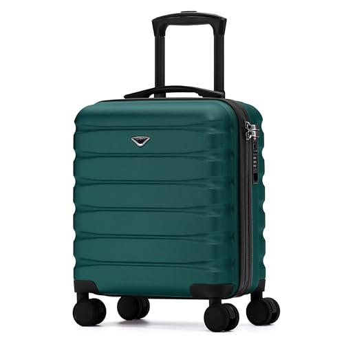 Flight Knight Carry On Suitcase 18x14x8" Hardside Built In TSA Lock & USB Port Lightweight Luggage Silent Double Spinner Wheels Maximum Underseat Carry-On Bag For American & United Approved Airlines - color: Forest Green, size: 18x14x8"