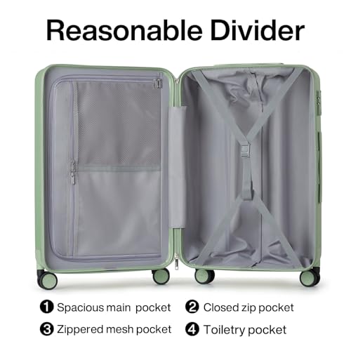 Hanke 20 Inch Carry On Luggage 22x14x9 Airline Approved Lightweight PC Hard Shell Suitcases with Wheels Travel Luggage Rolling Suitcase Travel Luggage Bag for Weekender(Bamboo Green) - color: Bamboo Green, size: Carry on 20 Inch