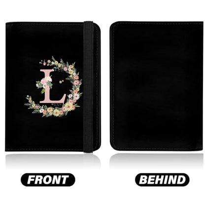 Cute Passport Holder and Holder Combo Passport Cover with RFID Blocking Women Men Compatible Wallet Credit Card Protector (Initial Monogram-L) - color: Black-L