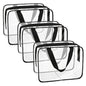 APREUTY Clear Makeup Bags, TSA Approved 3 Pcs Large Cosmetic Makeup Bags Set Clear PVC with Zipper Handle Portable Travel Luggage Pouch Airport Airline Vacation Organization (Black) - color: Black-3PCS (Large)