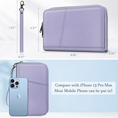 Fintie Family Passport Holder Wallet, RFID Blocking Travel Document Organizer Clutch Bag Credit Cards Case Cover for Women Men - color: Lilac Purple