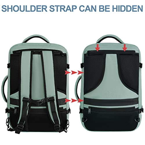 Vancropak Travel Bag, Large 40L Carry on Backpack Airline Approved Expandable Suitcase Daypack, Water Resistant Travel Backpack Overnight Lightweight Luggage Weekender Bag for Flight Men Women, Cyan - color: Green, size: X-Large