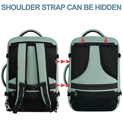 Vancropak Travel Bag, Large 40L Carry on Backpack Airline Approved Expandable Suitcase Daypack, Water Resistant Travel Backpack Overnight Lightweight Luggage Weekender Bag for Flight Men Women, Cyan - color: Green, size: X-Large