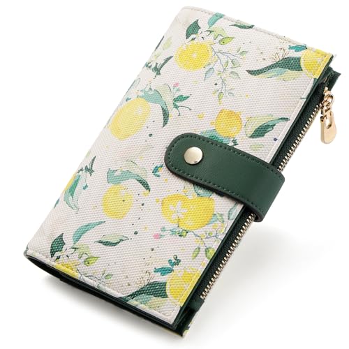 yiijay Womens Wallet RFID Blocking Vegan Leather Trifold Clutch Credit Card Holder Ladies Travel Wallet Purse with Pen Holder - color: 2Lemon