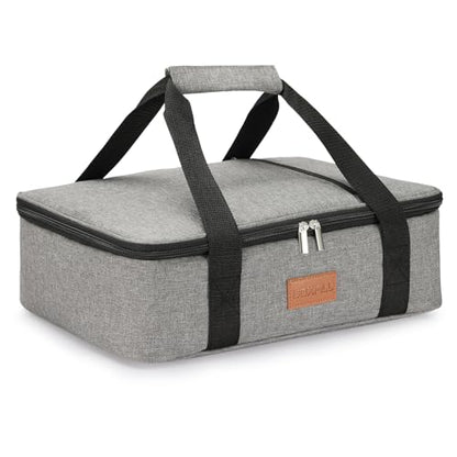 Uoxfill Lunch Bag Insulated Thermal Food Carrier Insulated Casserole Carrier for Hot or Cold Food,Insulated Tote Bag for Potluck Cookouts Parties Picnic, Lasagna Lugger,Fits 9"x13" Baking Pan,Gray - color: gray-1