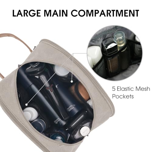 WANDF Travel Toiletry Bag for Men Large Toiletries Shaving Bag Water Resistant Hanging Dopp Kit Travel Accessories Bag for Women Men (Beige Gray) - color: Beige Gray
