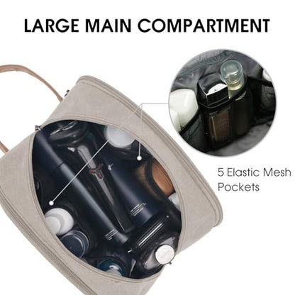 WANDF Travel Toiletry Bag for Men Large Toiletries Shaving Bag Water Resistant Hanging Dopp Kit Travel Accessories Bag for Women Men (Beige Gray) - color: Beige Gray