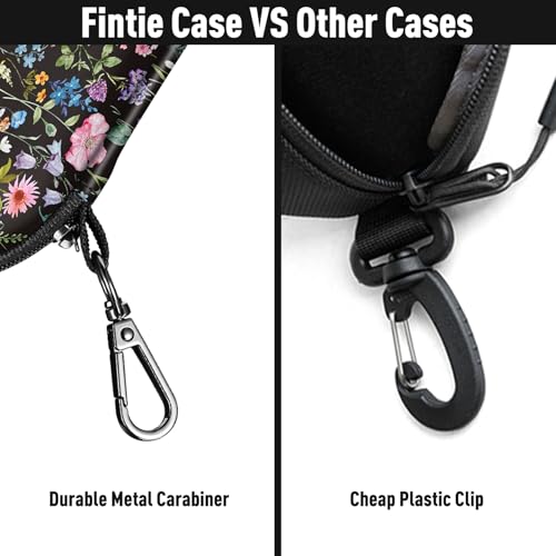 FINTIE Sunglasses Case, Hard EVA Shell Shockproof Sport Glasses Case with Metal Carabiner Travel Zipper Eyeglasses Holder - color: Z-black Floral