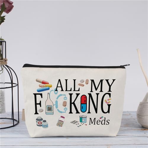 Medicine Storage Pouch with Diabetes, Medicines Bag, and Medical Supply Designs, White Canvas Zipper Cases, Multi-Use Functionality (Gift for Birthdays, Graduation, Christmas) (Style J) - style: Style J