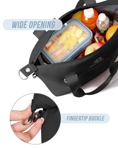 GLORIEROO Pastel Lunch Box Women | Insulated Soft Waterproof Leakproof Lunch Bag Cooler | Adjustable Strap | BPA-Free - color: Midnight Black