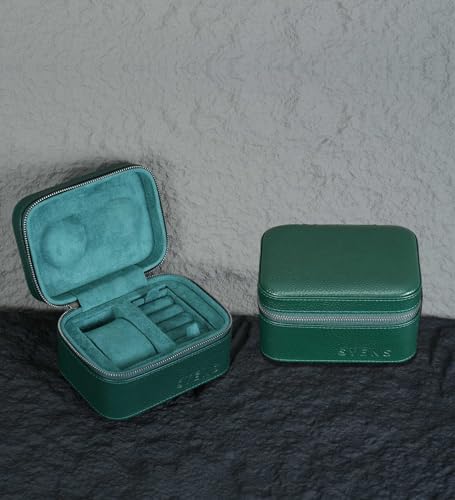 2 Watch Travel box Real Top-grain Leather Two Watch Roll Case for Man and Women Watch Packing Box Storage Organizer with Suede to Protection Zipper Fit All Watches Up to 60mm (2W-Z-GR) - color: 2W-Z-GRR