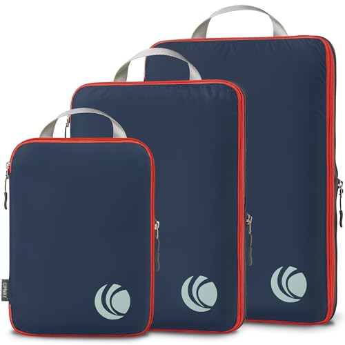 Cipway Compression Packing Cubes, Ultralight Luggage Organizer Bags, Travel Essentials for Carry on Suitcase (3 Piece,Blue) - color: Blue, size: 3PCS
