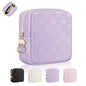 4.9" Small Makeup Bag, Checkered Mini Cosmetics Bag for Purse with Ring Buckle, Portable Small Travel Makeup Pouch for Women, Birthday/Wedding/Christmas Gifts (Checkered, Purple) - color: Checkered Purple-4.9 inch