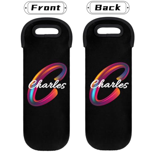 Personalized 1 Bottle Wine Carrier Tote Custom wtih Name, Customize Neoprene Wine Bottle Carrier Sleeve Travel Wine Holder Gift Bags - color: Black, size: Small