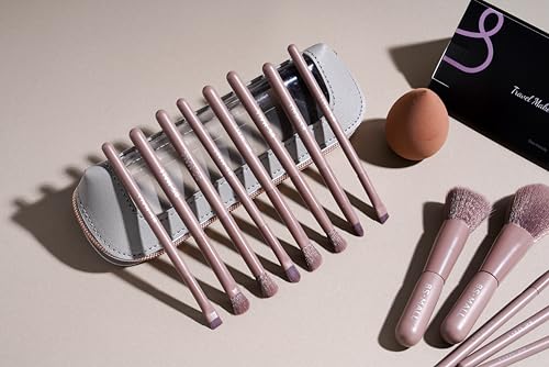BS-MALL 14 Pcs Makeup Brushes Set with 1 Pcs Makeup Sponge – Essential Foundation Powder Concealers, Eye Shadows, Blush Makeup Brushes with Travel Makeup Case (Brown) - color: Brown