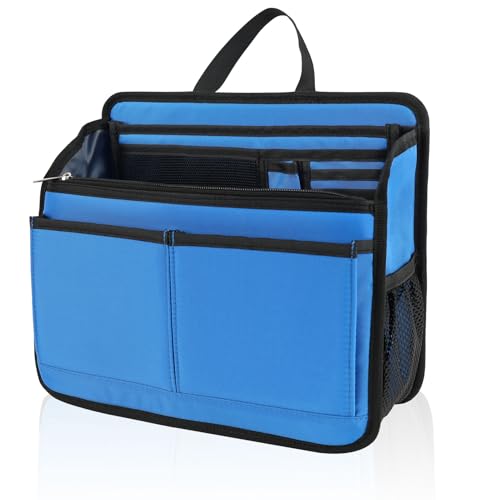 Small Rugged Organizer Insert for Briefcase Tote Shoulder Messenger Bag-19 Pockets,Padded Water-repellent Nylon-Blue - color: Blue, size: Small