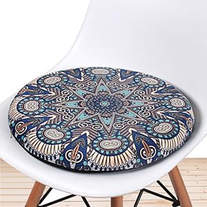 Sigmat Memory Foam Seat Cushion Anti-Slip Soft Round Stool Cushion Chair Pad 15 Inch Geometric - color: Geometric, size: 15 Inch