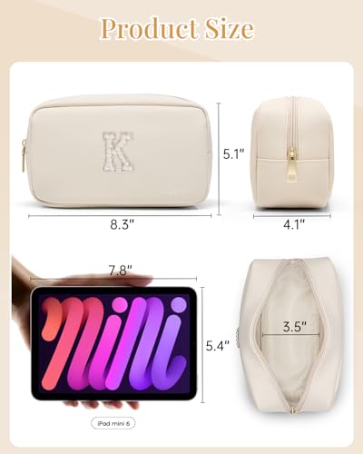 VLANDO Bridal Shower Gifts for Engagement Wedding PU Leather Makeup Bag Personalized Travel Toiletry Bag Travel Essentials for Women K - color: 03-White-K