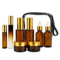 18Pack Avoid Light Glass Travel Bottles for Toiletries, TSA Approved Travel Skincare Containers with Label, BPA Free Leak Proof,Golden-Brown - color: Golden-brown glass
