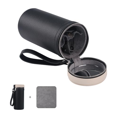 3 slots eyeglass case Leather sunglasses storage box, suitable for both men and women, Glasses Storage Holder Box - color: Black/White