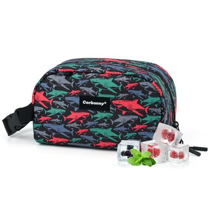 Cerbonny Small Cooler Bag, Freezable Snack Bag, Mini Cooler, small Insulated bag for Work, School, Travel, Picnic, Camping & Daily Use,Black Shark Pattern - color: Black Shark