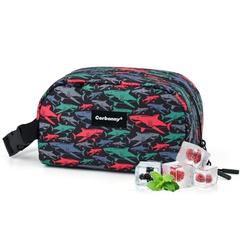 Cerbonny Small Cooler Bag, Freezable Snack Bag, Mini Cooler, small Insulated bag for Work, School, Travel, Picnic, Camping & Daily Use,Black Shark Pattern - color: Black Shark