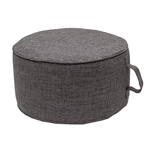 QILLOWAY Inflatable Outdoor Ottoman for Patio, Waterproof Round Pouf, Inflatable Foot Rest, Outdoor Footstool for Poolside, Garden，Camping,Charcoal Grey,Black - color: Charcoal Grey/Black