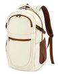 ECOHUB Travel Backpack for Women, 17.3 inch Suspended Laptop Backpack, Fashion Water-Resistant College Computer Bookbag, 28L Personal Item Bag with 12 Pockets for Causal, Work, Cream & Brown - color: Cream & Brown