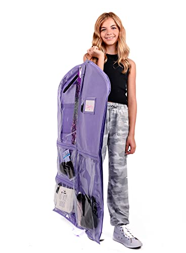 Waterproof Hanging Garment Bag 40 inch Clothes Bag with Gusset, 5 Pockets & Side Zip for Dance Costumes, Sports, Skating, Theatre, Beauty Pageants & More by Kendall Country, Lavender Purple - color: Lavender, size: 40 inch