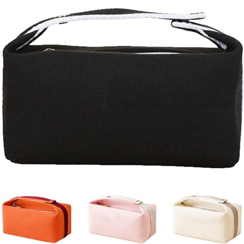 Fammart Travel Makeup Bag, Waterproof Canvas Cosmetic Bag Make Up Organizer Case for Women, Large Toiletry Bag Skincare Pouch for Toiletries Accessories Brushes - color: Canvas - Black