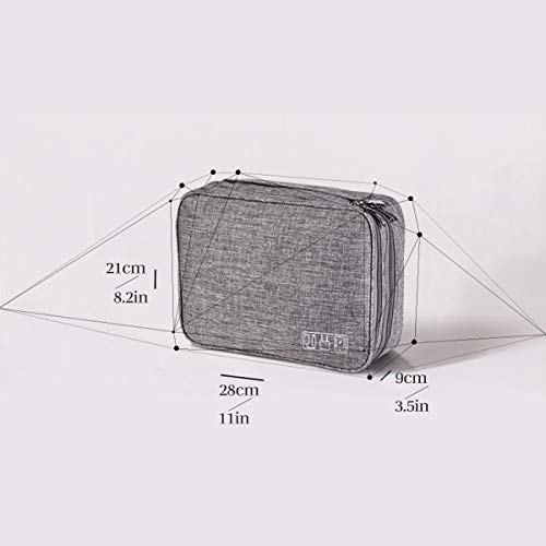 OrgaWise Electronics Organizer, Electronic Accessories Bag Travel Cable Organizer Three-Layer for iPad Mini, Kindle, Hard Drives, Cables, Chargers - color: Three layer-Grey