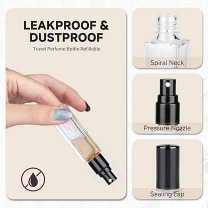Perfume Travel Refillable Atomizer, 3 Pack 10ml Leak Proof Refillable Perfume Bottle for Air Travel, Purse and Business Trips, Glass Atomizer Sprayer for Cologne with Funnel & Pipette - color: Clear