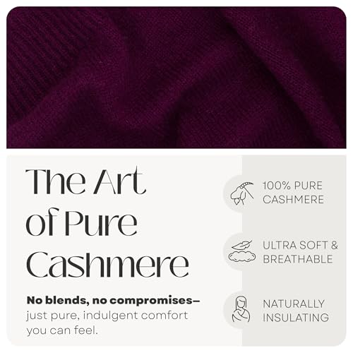 Velanio Cashmere 100% Cashmere Knitted Wrap Pashmina Shawl Extra Large Scarf Stole for Women Travel - color: Burgundy