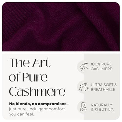 Velanio Cashmere 100% Cashmere Knitted Wrap Pashmina Shawl Extra Large Scarf Stole for Women Travel - color: Burgundy