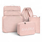GIVLEFLY Compression Packing Cubes for Travel, 6-Piece Lightweight Luggage Organizer Bags, Space Saving Suitcase Packing Set for Women - color: Pink