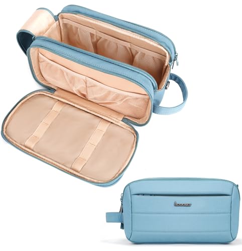 Toiletry Bag for Men & Women, Cruise Ship Travel Essentials, Shaving Dopp Kit with Dry and Wet Separation, Water-resistant Bathroom Cosmetic Organizer Bag, Makeup Accessories with Trolley Belt, Blue - color: Blue