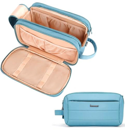 Toiletry Bag for Men & Women, Cruise Ship Travel Essentials, Shaving Dopp Kit with Dry and Wet Separation, Water-resistant Bathroom Cosmetic Organizer Bag, Makeup Accessories with Trolley Belt, Blue - color: Blue