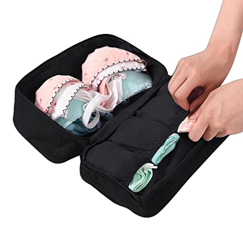 Portable Underwear Bra Storage Bag Waterproof Travel Organizers Multi-Layer Toiletry Packing Cube - color: black