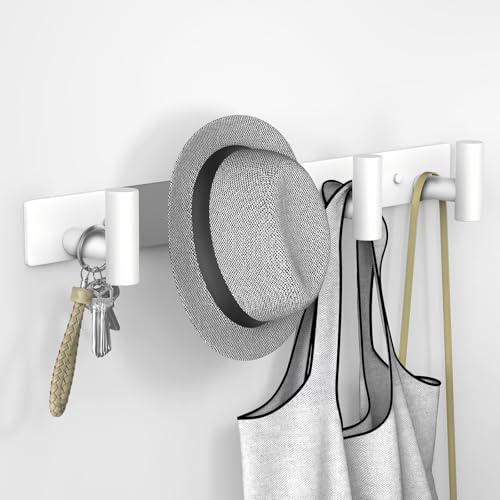 VAEHOLD Hat and Coat Wall Mount Rack - Hooks for Robes, Bags, Keys, and Towels - Bathroom Towel Hanger Organizer (White, “T“ Shape 4 Hooks 1 Pack) - color: White, size: “T“ Shape 4 Hooks 1 Pack