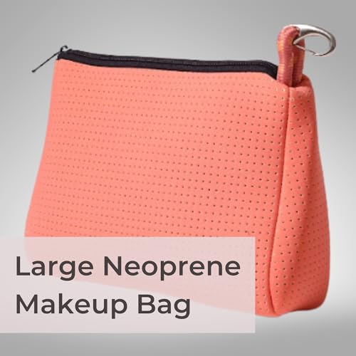 POPUPS Large Makeup Bag with Zipper - Waterproof Neoprene Cosmetic Bag 7.7 x 10.75 x 5 inches - Pouch Blushing Pink - color: Basic Blushing-Pink