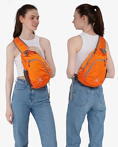 WATERFLY Crossbody Sling Bag Small Water Resistant Backpack Lightweight Shoulder Chest Daypack for Men Women Hiking Travel - color: Orange