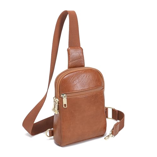 INICAT Anti Theft Crossbody Bags for Women Travel Small Sling Bag Fanny Packs Cross Body Purses Everyday - color: Pure Brown Antitheft, size: Large