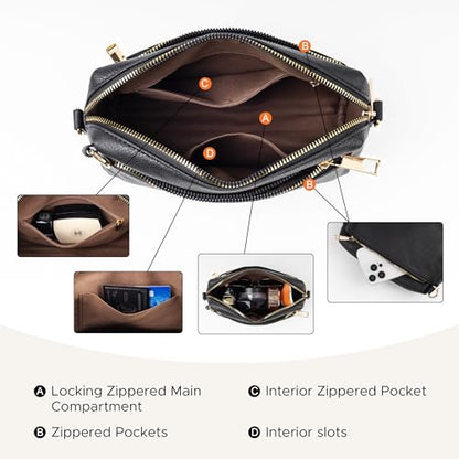 Anti Theft Crossbody Bag for Women, Slash-resistant RFID Blocking Travel Purses, Small Shoulder Bag Handbag - color: Black