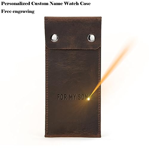 Personalized Custom Genuine Leather Watch Case,Simple Watch Bracelet Storage Bag,Portable Travel Watch Pouch (01 Coffee) - color: 01 Coffee