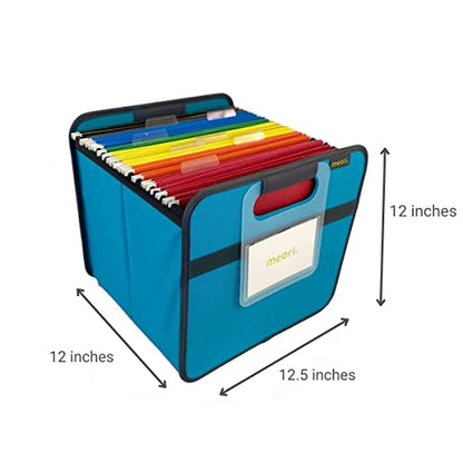 meori Foldable Storage File Box w/ Hanging Rails Rewritable Label Fabric … - color: Azure Blue