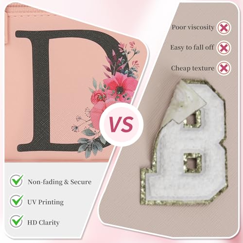 OCHEAL Initial Makeup Bag,Monogram Make up Bag Pink Travel Makeup Organizer Case Beauty Toiletry Cosmetic Bag with Brush Holder, Trendy Stuff Personalized Gifts for Women and Girls-D - color: Pink, style: D