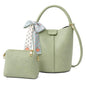Vegan Leather Bucket Bag for Women Crossbody Bucket Purse with Removable Fashion Bucket Handbag - color: Green