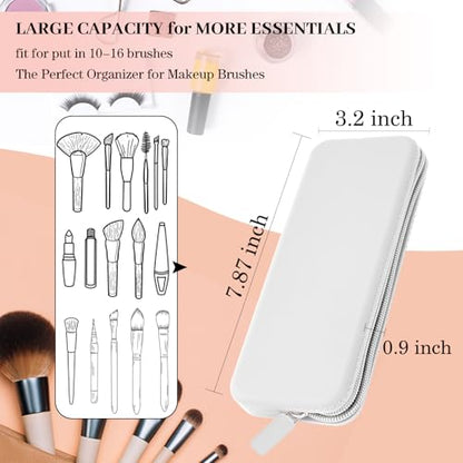 Sakolla Travel Makeup Brush Holder, Silicone Makeup Brush Bag with Zipper Closure, Makeup Brushes Organizer Case Washable Makeup Pouch Holder Case for Daily, Work, Essentials（White） - color: Regular White